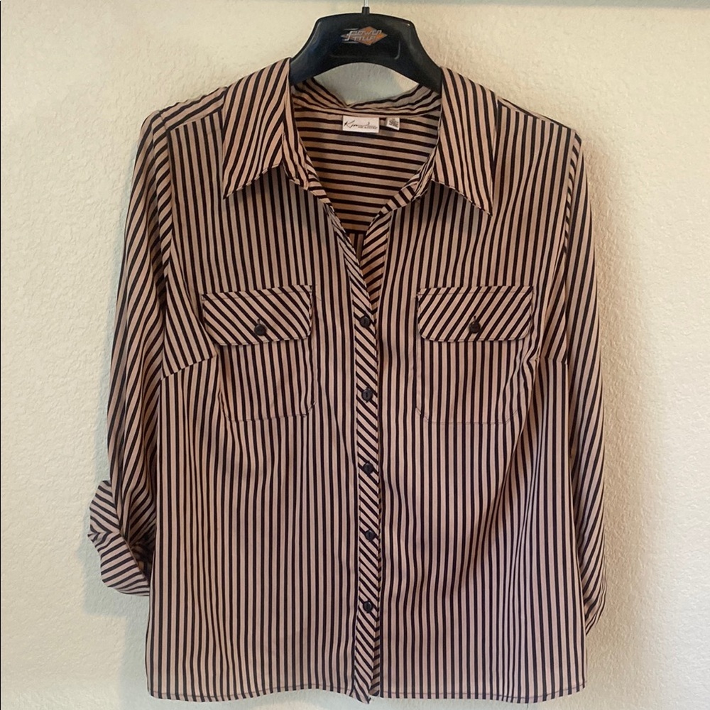 Tan and black striped shirt